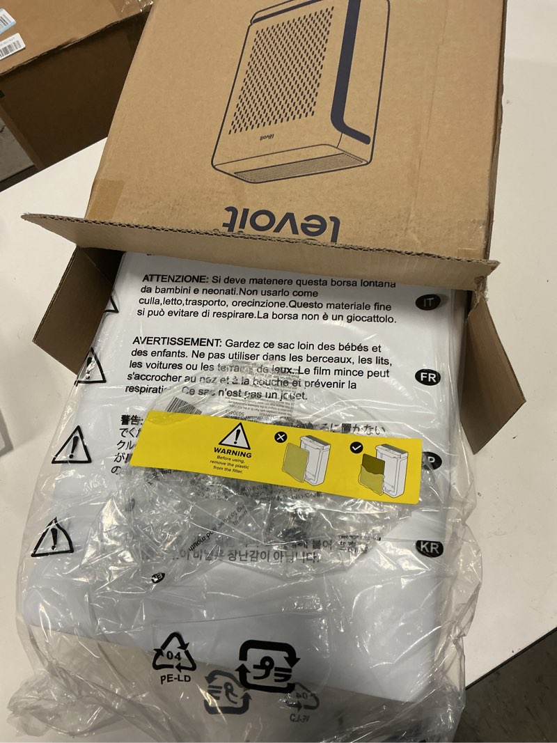 Condition photo showing New/Like New for levoit air purifier for home large room up to 1073ft² with air quality monitor, aham verifide, smart wifi, washable pre-filter, hepa sleep mode for pets, allergies, dust, pollen, vital 100s-p, white white air purifier