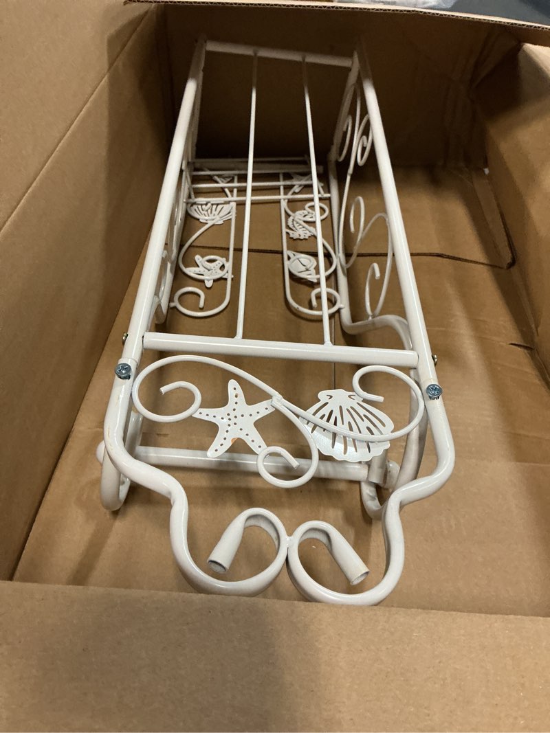 Condition photo showing Good Condition for Collections Etc Shell Toilet Paper Holder and Stand with Scrolling Deisng- Bathroom Décor