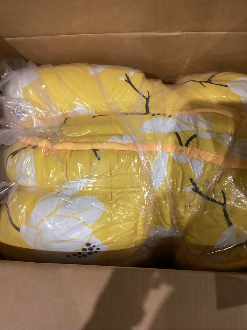 Condition photo showing As Is for japanese floor mattress, futon mattress with portable storage bag and washable cover, roll up thick tatami mat suitable for camping, guest room, yellow flower, queen queen (80"l x 60"w) yellow flower ( 4"th + dust cover ?