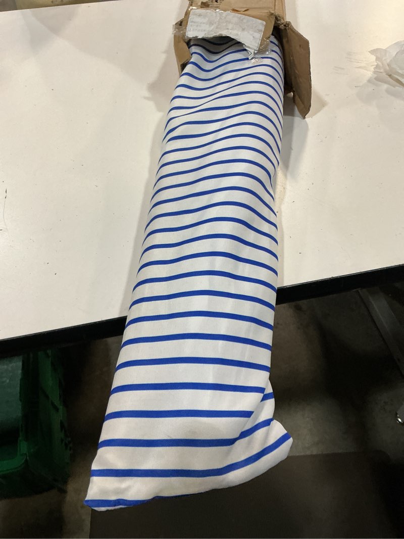 Condition photo showing Good Condition for 6.5ft boho patio umberlla with fringe,upf50+ outdoor umbrella with fiberglass ribs and push button tilt,tassels umbrella for beach,terrace,picnic blue pinstripe