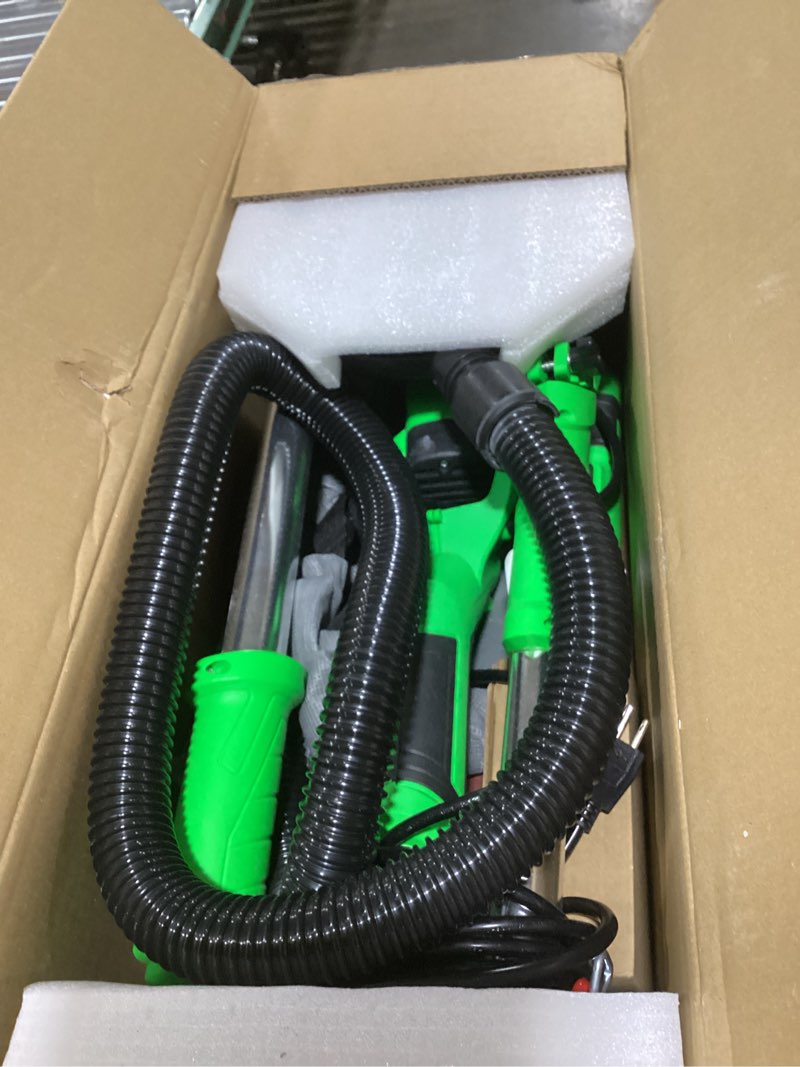 Condition photo showing Good Condition for drywall sander, popcorn ceiling removal tool with 7 variable speed 800-1800rpm, 2026 upgraded 8-amp drywall sander with vacuum dust collector with 12pcs sanding discs, extendable handle, led light light green