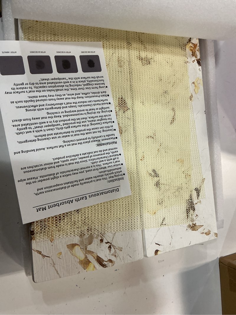 Condition photo showing Good Condition for Quick Drying 30s Water Absorbing Stone Tray For Sink, Stone Dish Drying Mat For Kitchen Counter, Diatomaceous Earth Stone Drying Pad, Non Slip Kitchen Mat For Dishes, Marble Pattern, 11.8 X 15.7 Inch