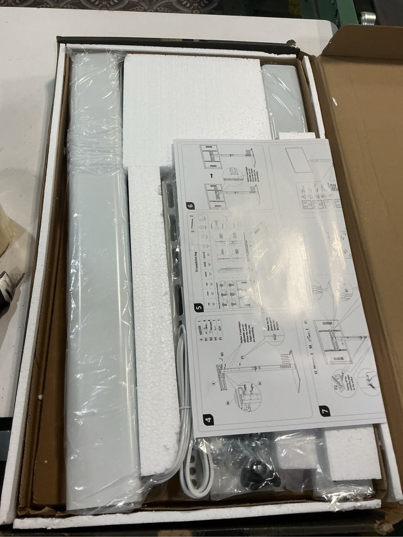 Condition photo showing New/Like New for ax waber floor tv stand with power outlet, universal tv stand mount for 27-65 inch tv up to 88lbs, 70 degree swivel 9 level height adjustable with tempered glass base for bedroom, office white white floor tv stand with power outlet