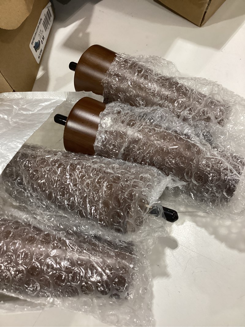 Condition photo showing Good Condition for 6 inch wood furniture legs set of 4 replacement feet for cabinet couch chair sofa legs mid century predrilled m8 bolt with mounting nuts and screws 6 inch mid century