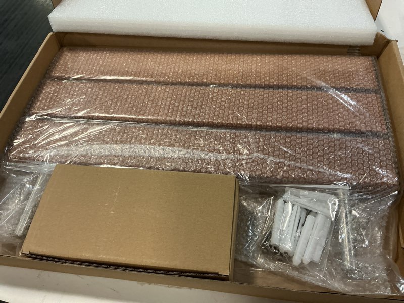 Condition photo showing New/Like New for 20 inch folding teak shower bench - wall mounted space-saving shower seat for elderly & adults, brushed nickel cover, 400lb weight capacity, ideal for shower