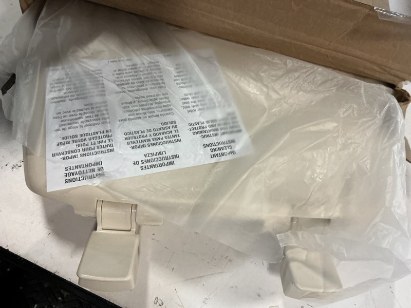 Condition photo showing As Is for bemis 730slec slow close toilet seat, easy clean hinges and durable plastic seat, made in usa, round, bone round bone