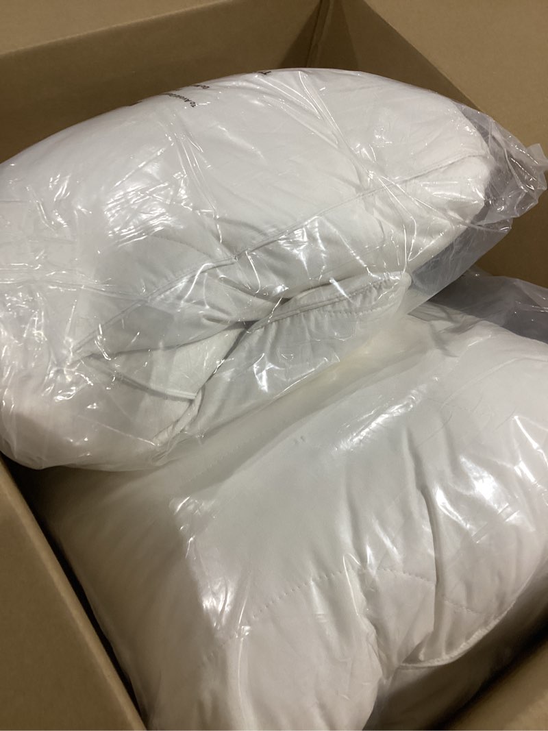 Condition photo showing Good Condition for three geese white goose feather down pillows super king size,cotton pillows set of 2-100% cotton, medium firm,soft support king(pack of 2) king-white