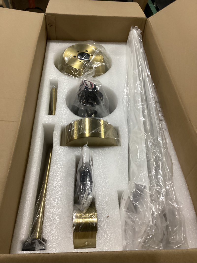 Condition photo showing New/Like New for 52" Ceiling Fan no Light with Remote,Modern Ceiling Fans for Patios Bedroom Farmhouse,3 Blade Outdoor Ceiling Fan whitout Light with 6 Speeds and Timer,White ABS+Gold 52 INCH White ABS+Gold