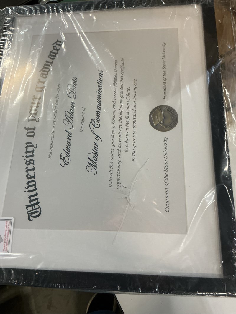 Condition photo showing As Is for upsimples Diploma Frame with Clear Plexiglass, 11x14 Picture Frame for Certificate Document Degree, Black, 2 Pack