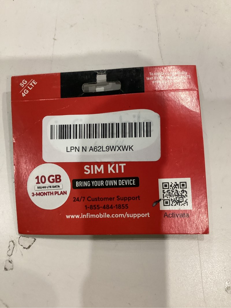 Condition photo showing New/Like New for $12.50/Month | Infimobile Prepaid Unlimited Plan: 12 Months | 15GB High-Speed Data Per Month | Unlimited Data Talk & Text | Prepaid Plan Service SIM Card | Nationwide Coverage | 4G, 5G Network 12 - Month - Unlimited, V Net Compatible