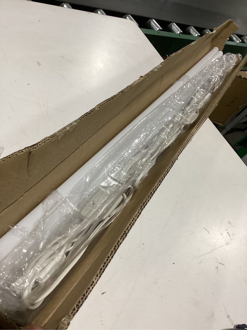 Condition photo showing New/Like New for barrina (6 pack led t5 integrated single fixture, 4ft, 2200lm, 6500k super bright white, 20w utility led shop light, ceiling and under cabinet light, corded electric with on/off switch, etl listed 6500k super birght light 4 feet