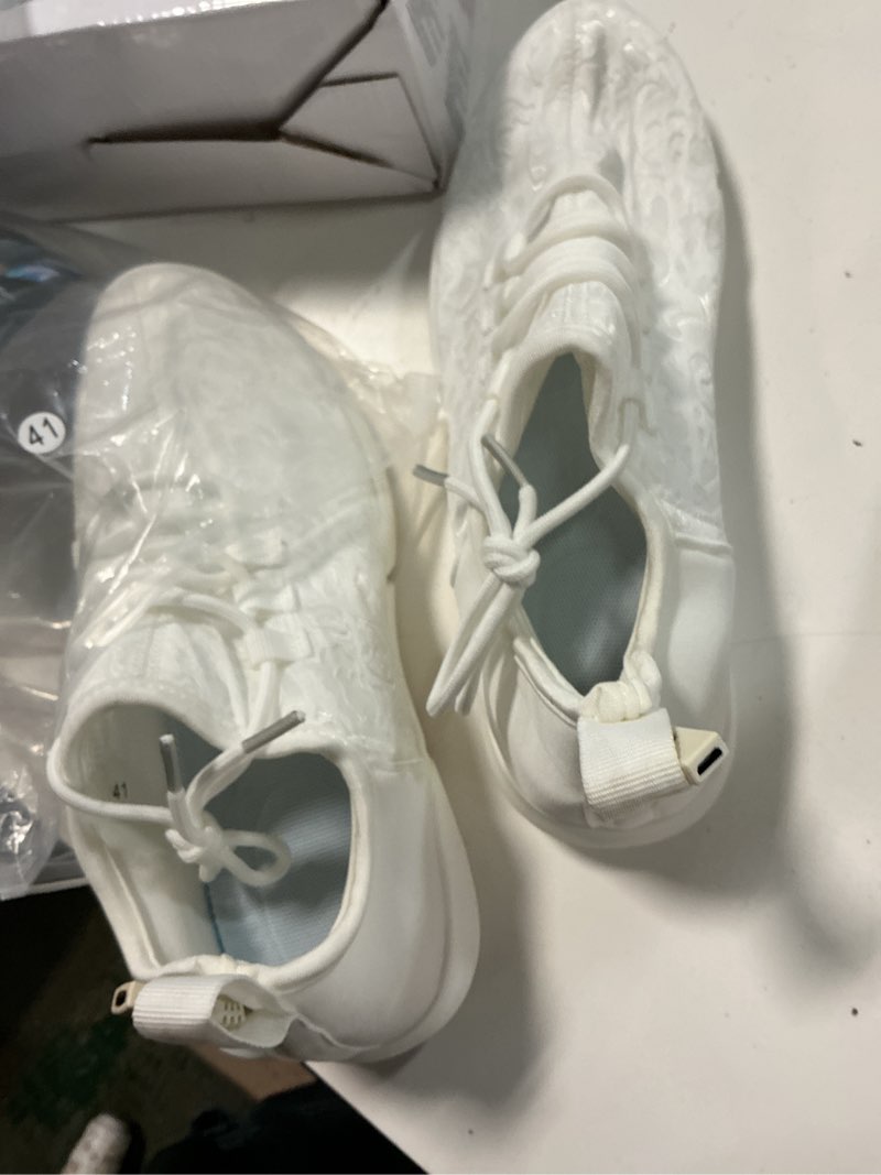 Condition photo showing Good Condition for fiber optic led shoes light up sneakers for women men with usb charging flashing festivals party dance luminous kids shoes 10 women/8 men white