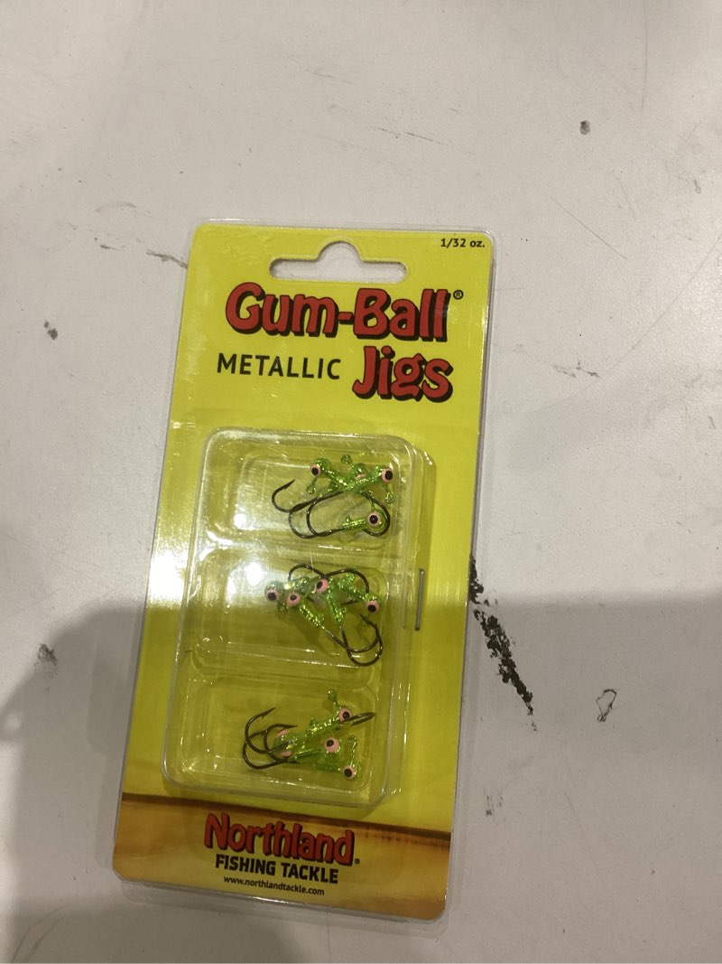 northland tackle gum-ball jig / 0.875" / 1/32 oz - #6 hk / 12 pack/metallic chartreuse
