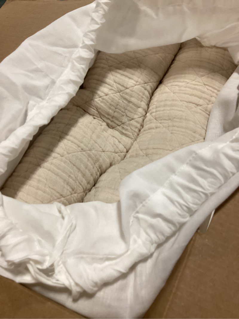 Condition photo showing New/Like New for bedsure purewoven 100% cotton muslin blanket 8-layer, queen, linen beige | 90" x 90", breathable, moisture-wicking, all-season, softens after wash, 460 gsm, gauze bedding, low shedding, for adults linen beige queen