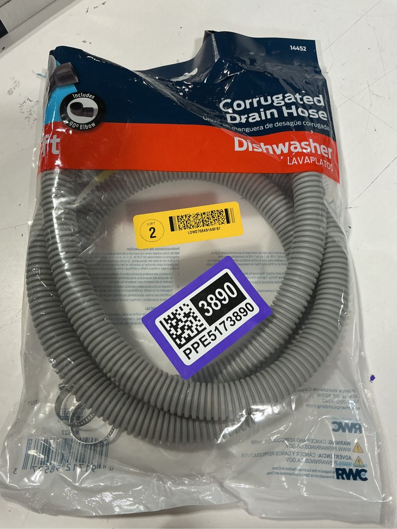 Condition photo showing Good Condition for eastman 6-ft 5/8, 7/8, or 1-in od inlet x 5/8-in od outlet polypropylene dishwasher drain hose