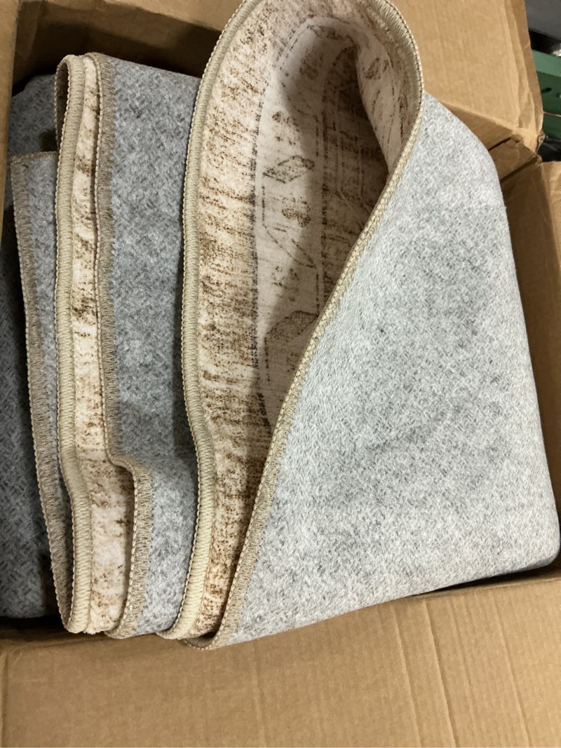 Condition photo showing As Is for loloi amber lewis alie collection ale-03 taupe/dove 7'-10'' x 10', .13'' pile height, area rug taupe / dove 7' x 10' (rectangular) similar