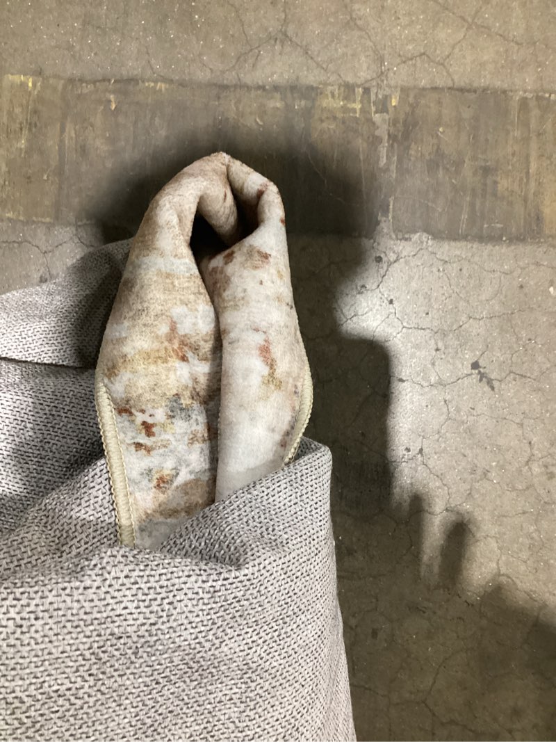 Condition photo showing As Is for art&tuft 9x12 area rugs, stain resistant abstract area rugs 9x12 living room, foldable large washable area rug(9'x12', rust) 01-rust 9' x 12' (rectangular)