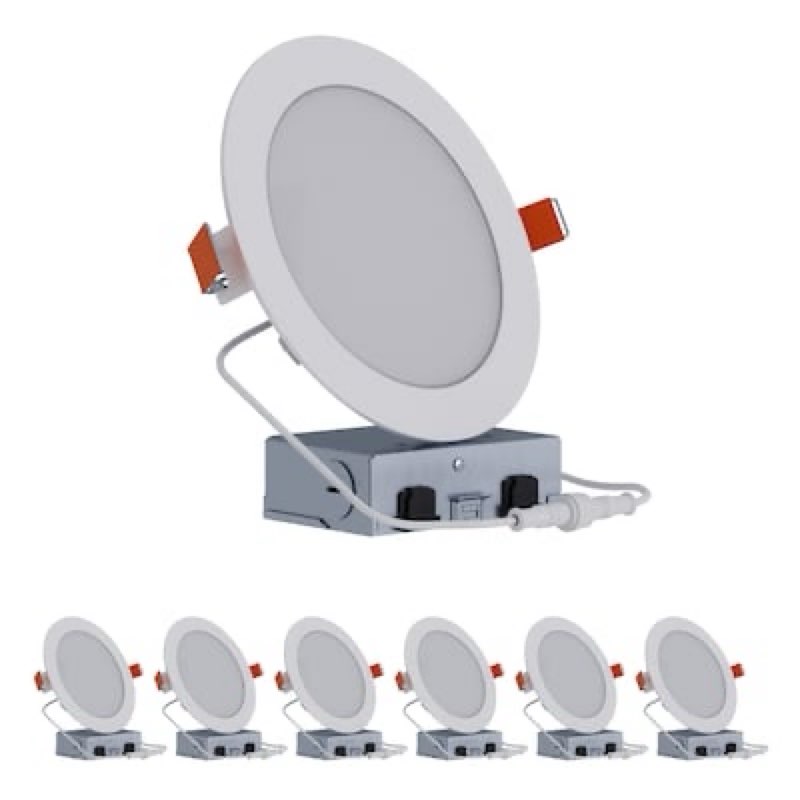 halo hlb series white 6-in 1100-lumens switchable white round led wet rated recessed downlight 6-pack