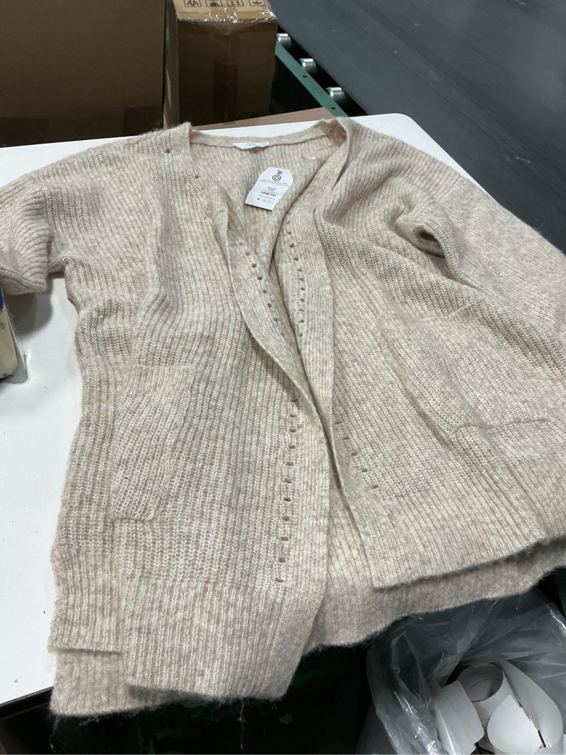 Condition photo showing Good Condition for time and tru women's open front cardigan sweater with long sleeves, sizes xs-xxxl