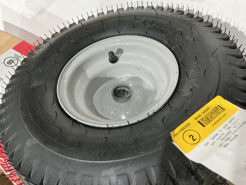 Condition photo showing Good Condition for sunbelt 15-in x 6-in-6 in front wheel for riding mower/tractor