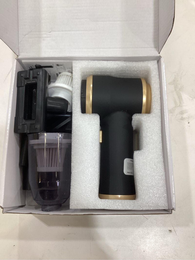 Condition photo showing As Is for Mini Car Vacuum 15000Pa Portable Cordless Handheld Vacuum Cleaner and Air Duster with 2 Filter for Car, Sofa, Office, Pet, Home Black