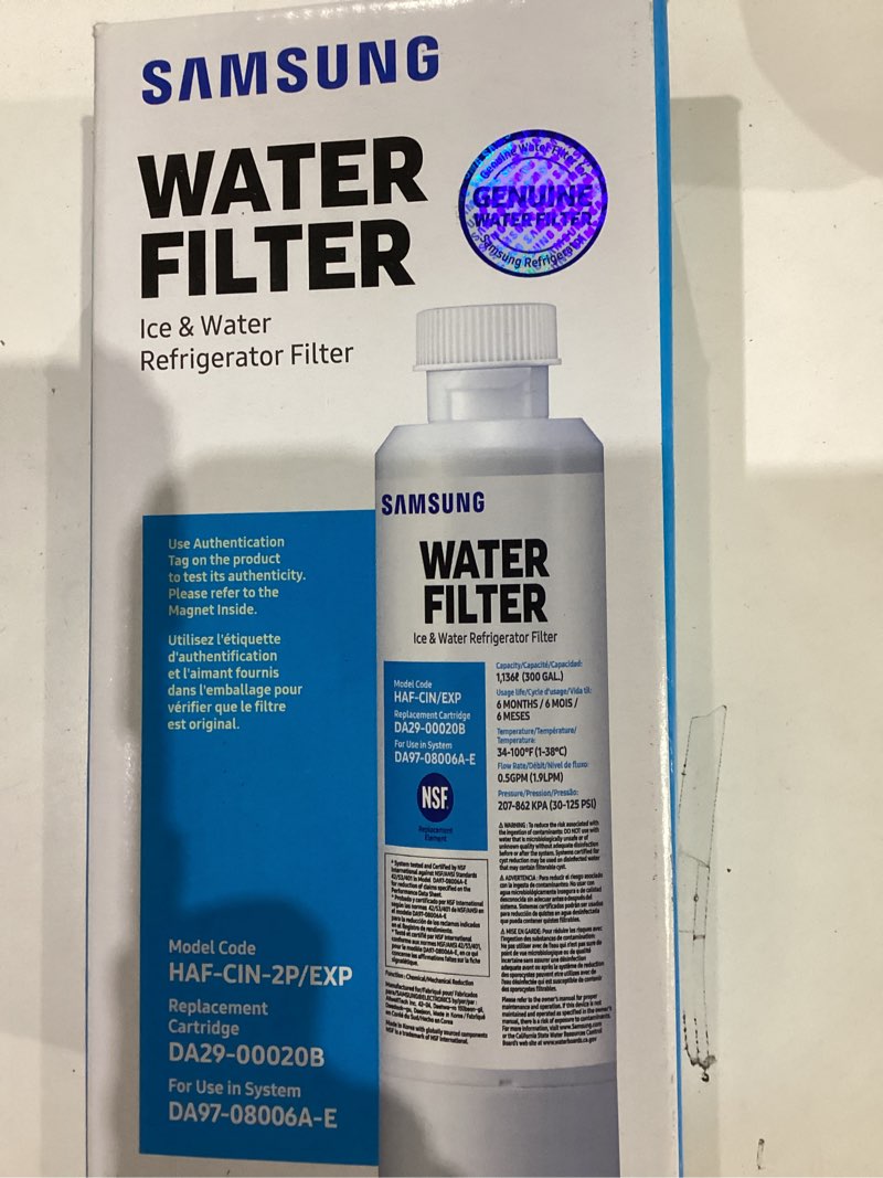 samsung haf-cin-2p/exp genuine refrigerator water filter, reduces 99% of harmful contaminants for cl