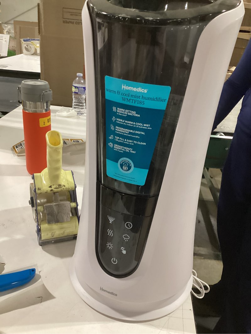 Condition photo showing As Is for HOMEDICS Top-Fill 85-Hour Cool mist/Warm mist Medium Room Tower Humidifier - White
