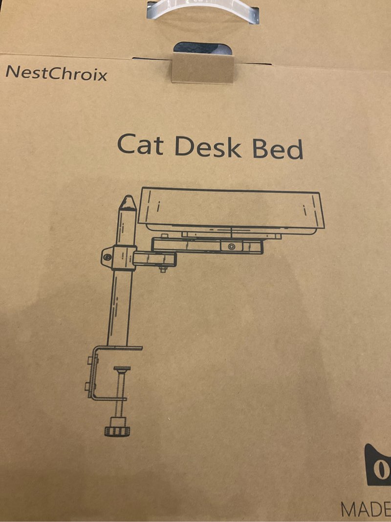 Condition photo showing Good Condition for Cat Bed for Desk Elevated Cat House Over Desk Keeps Kitten Cat Close and Workspace Clear Cat Box with Pet Cushions (45° Rotating Rod)
