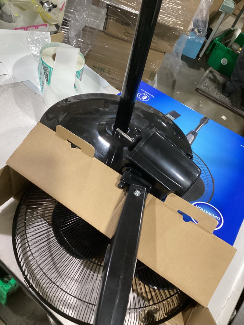 Condition photo showing As Is for Comfort Zone Oscillating Pedestal Fan with Remote Control, Stand Fan, 18 inch, 3 Speed, Adjustable Height & Tilt, & Timer, Auto Shutoff, Ideal for Home, Bedroom & Office, Airflow 17 ft/sec, CZST181RBK