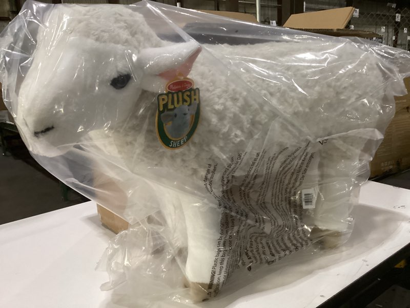 Condition photo showing New/Like New for Melissa & Doug Giant Sheep - Lifelike Stuffed Animal (Nearly 2 feet Tall)