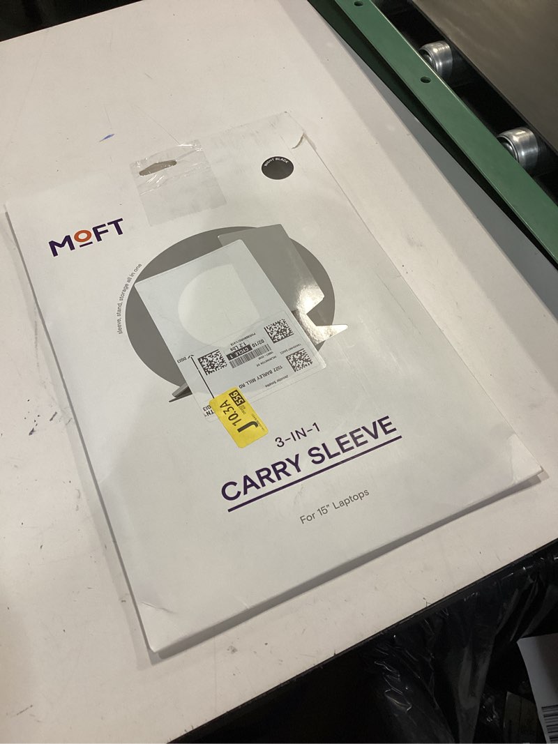 Condition photo showing As Is for MOFT Laptop Carry Sleeve, 2-in-1 Laptop Bag & Stand for 15" MacBook Air & Dell/HP/Lenovo/Asus, Stylish Slim Computer Sleeve Bag with Expandable Storage for Computer Accessories, Night Black Night Black 15 inch