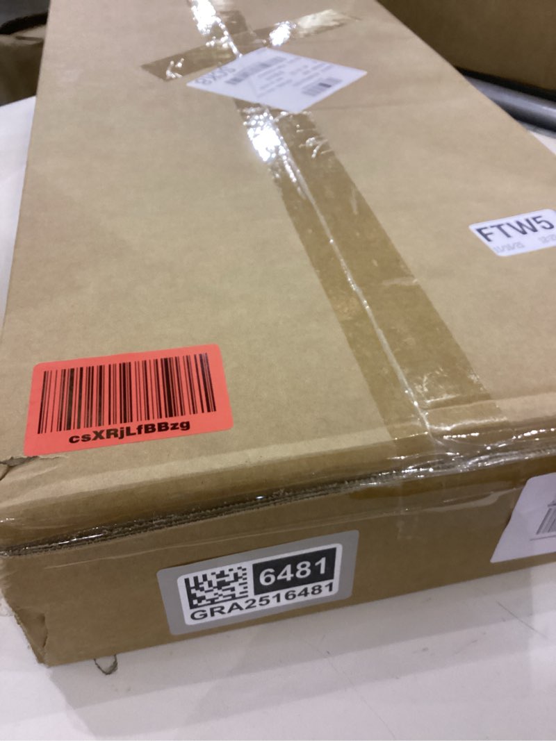 Condition photo showing New/Like New for KLSMYHOKI Portable Standing Desk Adjustable Height, Small Computer, Laptop, Mobile Stand Up Rolling Desk with Wheels, Table for Home Office, 16"x31.5" Height 27"-43.5", White