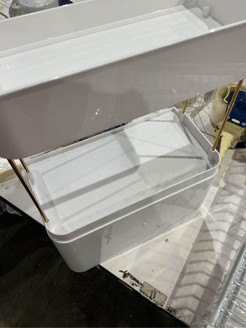 Condition photo showing As Is for caktraie bathroom organizers and storage - 3 drawers 2 tier makeup organizer, cosmetic storage drawer for dresser countertop and bathroom vanity for large skincare, perfume, amber