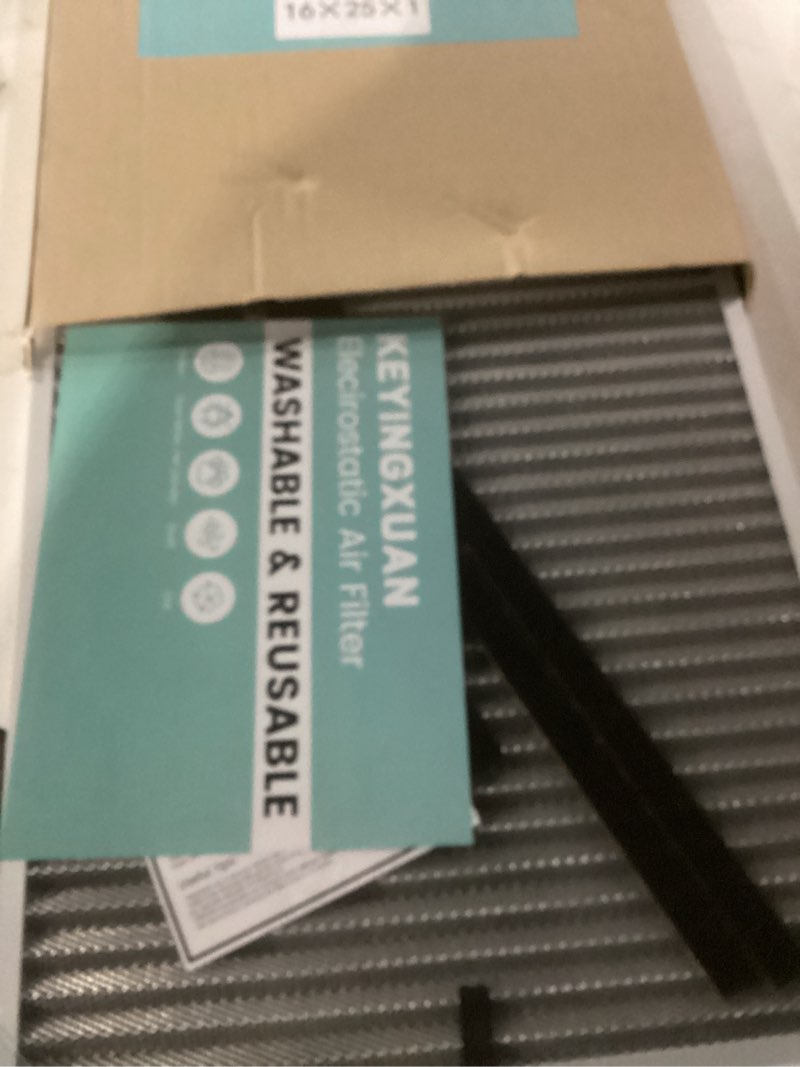 Condition photo showing New/Like New for 16x25x1 hvac furnace air filter, reusable washable electrostatic furnace filter, merv 8, lasts a lifetime, breathe fresher, home and office (actual size:15.5x24.65x0.82 inch) 25" x 16" x 1"