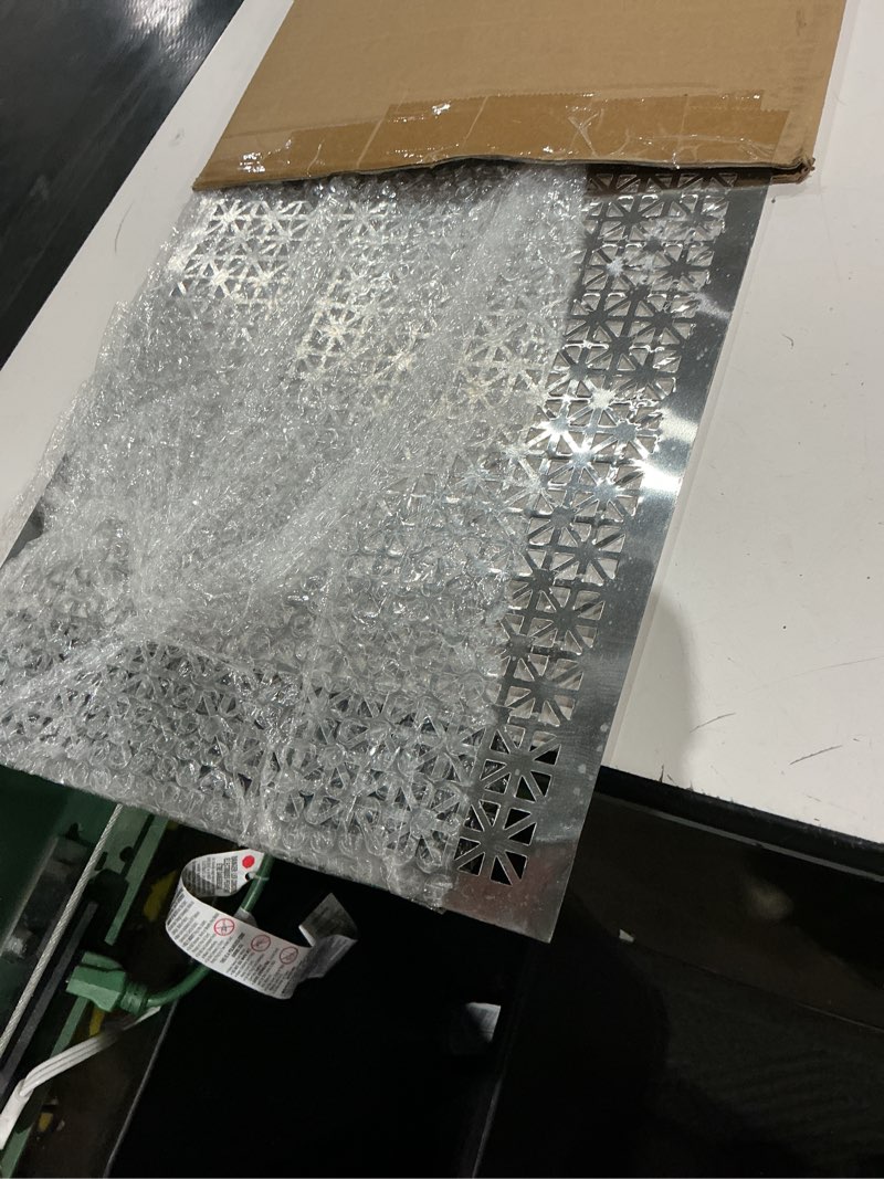 Condition photo showing Good Condition for decorative aluminum sheet metal union jack pattern 12 x 24 inch perforated metal panels 0.02 inches thick decorative panels perforated mesh aluminum sheets for indoor outdoor