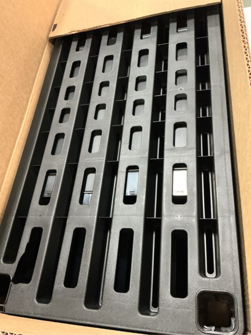 Condition photo showing As Is for IRIS USA 4-Shelf Heavy Duty Plastic Storage Shelves, 600lb Capacity, 56" H x 36" W x 18" D, Large Modular Shelving Unit Storage Organizer for Garage, Home, Warehouse & Gym, Storage Rack - Black 4-Tier Heavy Duty