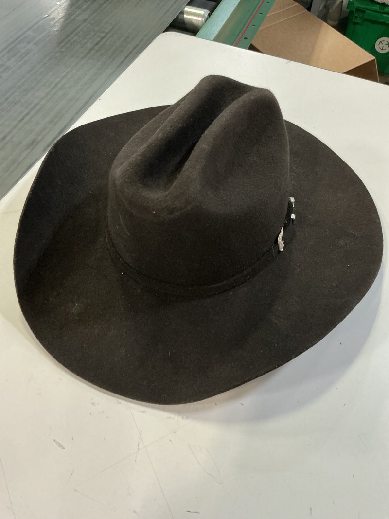Condition photo showing As Is for stetson stallion collection the oak ridge cowboy hat 7 3/8 brown