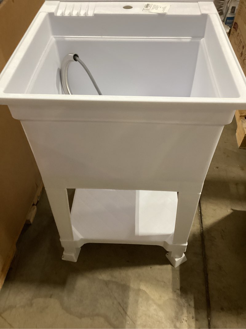 Condition photo showing Good Condition for project source 24-in x 24-in 1 -basin white freestanding utility tub with drain with faucet