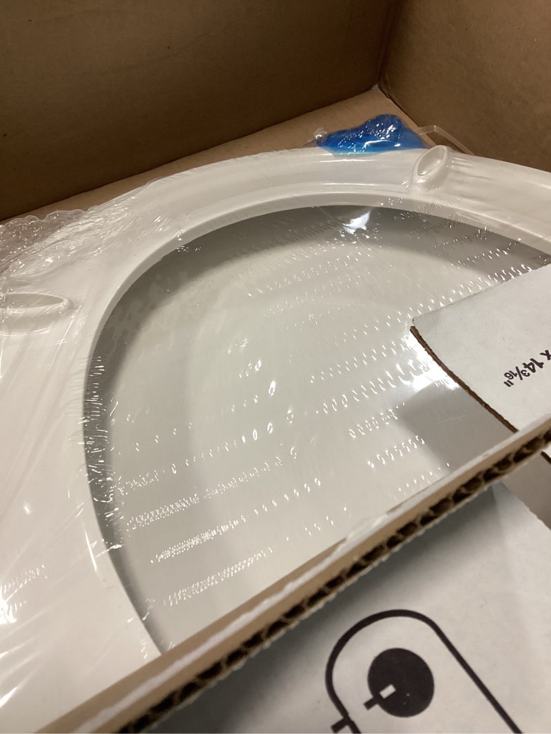 Condition photo showing As Is for KOHLER 20111-0 Brevia, Slow Close Toilet Seat, Round Toilet Seat, Grip-Tight Bumpers Quick-Attach Hardware, White White Round Quiet-Close