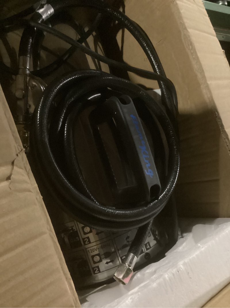 Condition photo showing Good Condition for flame king 60,000 btu portable propane forced air heater outdoor great for jobsite, construction, garage, patio, stainless steel