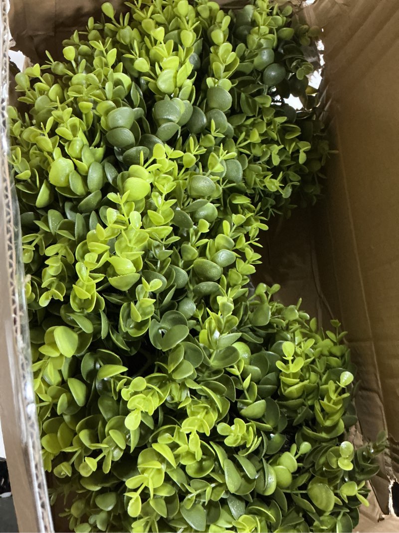 Condition photo showing Good Condition for 20 inch boxwood front door wreaths, spring and summer outdoor wreath for front door, all seasons artificial green wreath for farmhouse wedding porch wall st patricks day indoor decorations