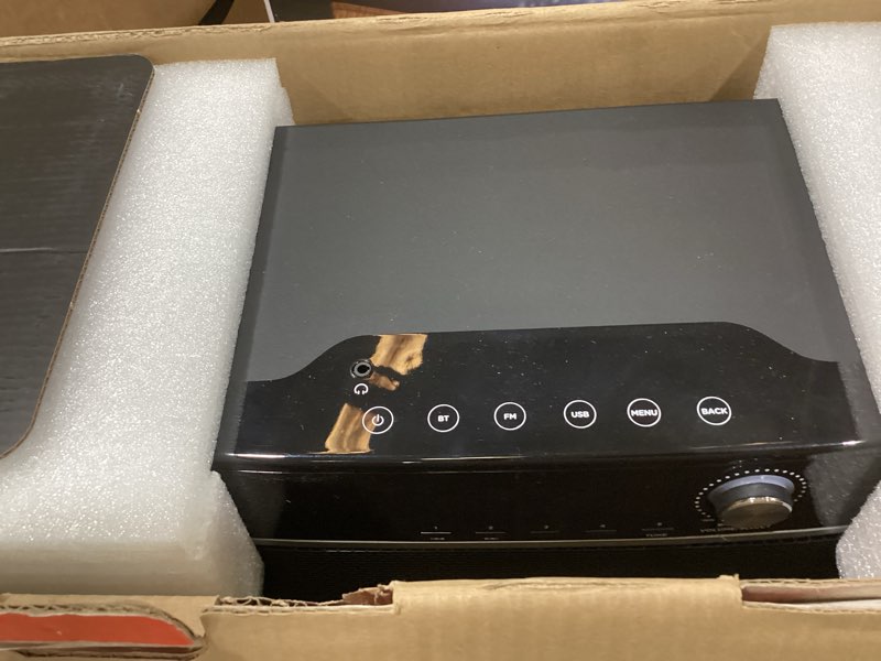 Condition photo showing As Is for Aiwa Exos-10 Portable Bluetooth Speaker, 200W RMS Power, 6.5” Subwoofer, Deep Bass, Party Sync, Backlit Display, FM/BT/USB/AUX, Remote Control, Carry Strap, Bluetooth V5.0