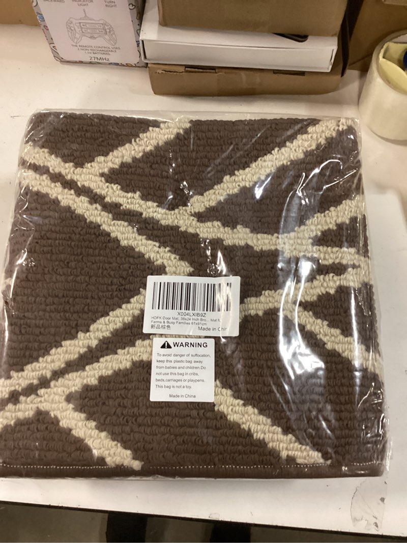 Condition photo showing New/Like New for HDFK Door Mat, 30x17 Inch Brown Slim Entry Rug for Muddy Paws - Low-Profile Indoor Floor Mat with TPR Back, Non Slip for Apartments Condos Brown 30x17 inches (Rectangular)