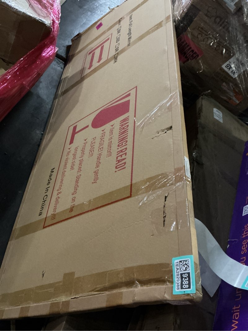 Condition photo showing New/Like New for HARRITPURE 71"x30" Arched Full Length Mirror Free Standing Leaning Hanging Mounted Mirrors Aluminum Frame Modern Simple Home Decor for Living Room Bedroom Cloakroom, Black Black 71"L x 30"W