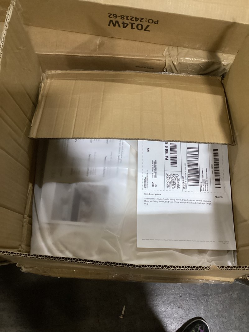 Condition photo showing Good Condition for 9x12 Area Rug for Living Room, Stain Resistant Neutral Washable Rugs for Dining Room, Bedroom, Floral Vintage Non-Slip Extra Large Beige Rug Beige 9' x 12' (Rectangular)