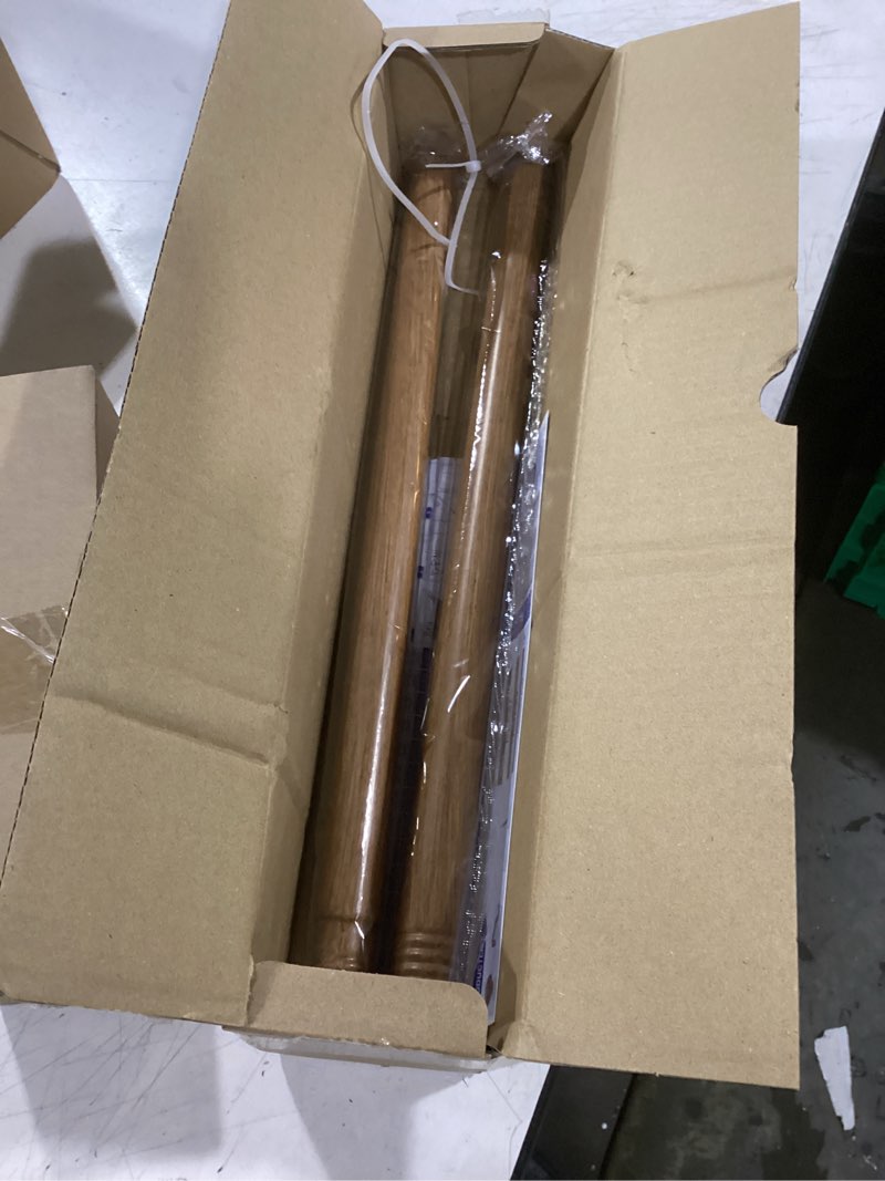 Condition photo showing Good Condition for brown wood grain ball adjustable curtain rods, 18-45 inch, heavy duty, farmhouse rustic, indoor/outdoor, iron with imitation wood grain baked enamel finish wood grain 18-45"(1 pack)