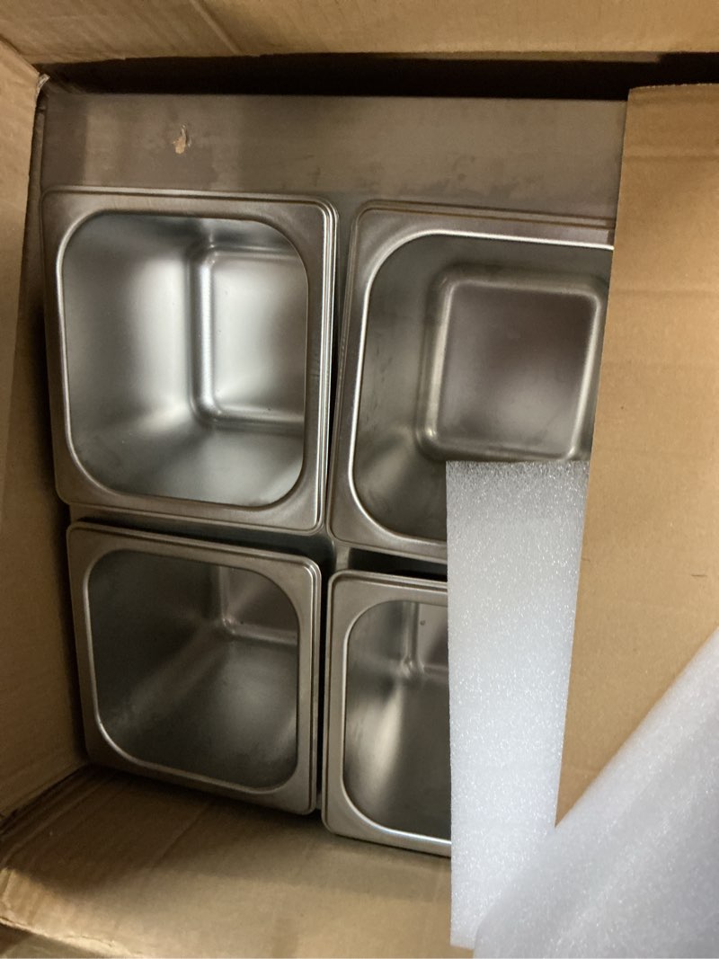 Condition photo showing Good Condition for lanstics pizza topping station pizza storage container topping containers with lids spoon condiment organizers buffet containers set for restaurant pizza sauce jam fruit ingredient (6 pans) silver 6 pans