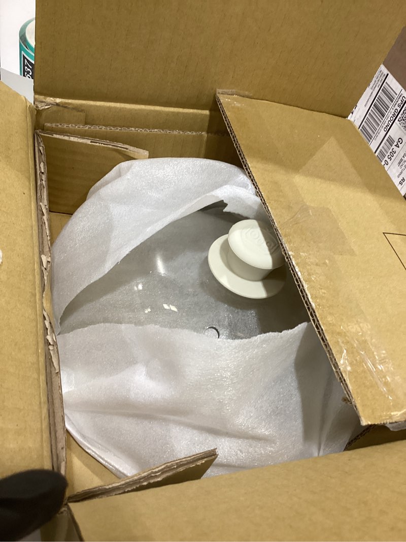 Condition photo showing Good Condition for OEC Lighter Weight Tempered Glass Microwave Splatter Cover - 11.5 inch - Heat-Resistant & Impact-Resistant, Reinforced Glass Lid with Vent, Silicone Knob, Dishwasher Safe, 100% Food Grade - BPA Free