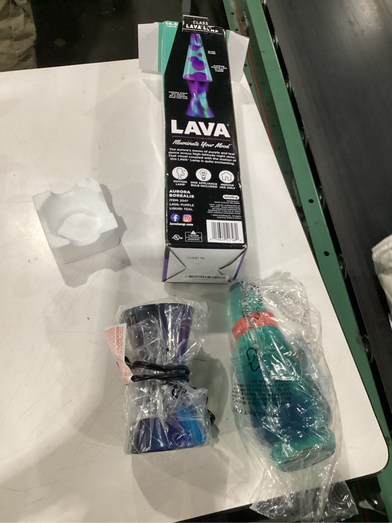 Condition photo showing New/Like New for The Original Lava® Lamp - 14.5" Aurora Borealis – Classic Liquid Motion Lamp - Purple Wax and Blue Liquid - Item #2047 (Amazon Exclusive) Retro