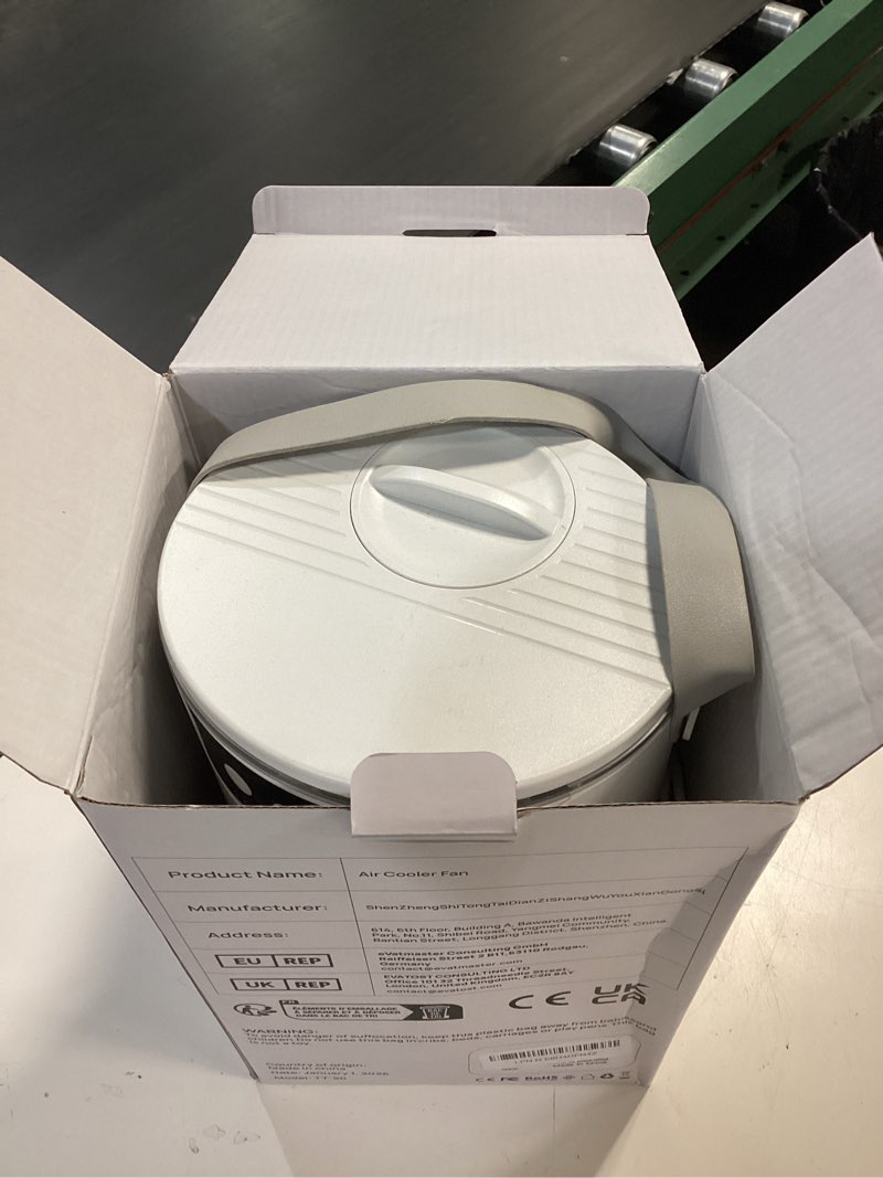 Condition photo showing New/Like New for portable air conditioners desktop ac unit with water ice cooling mist, personal evaporative air cooler fan mini swamp cooler for bedroom, nightstand, office, dorm, rv (white)